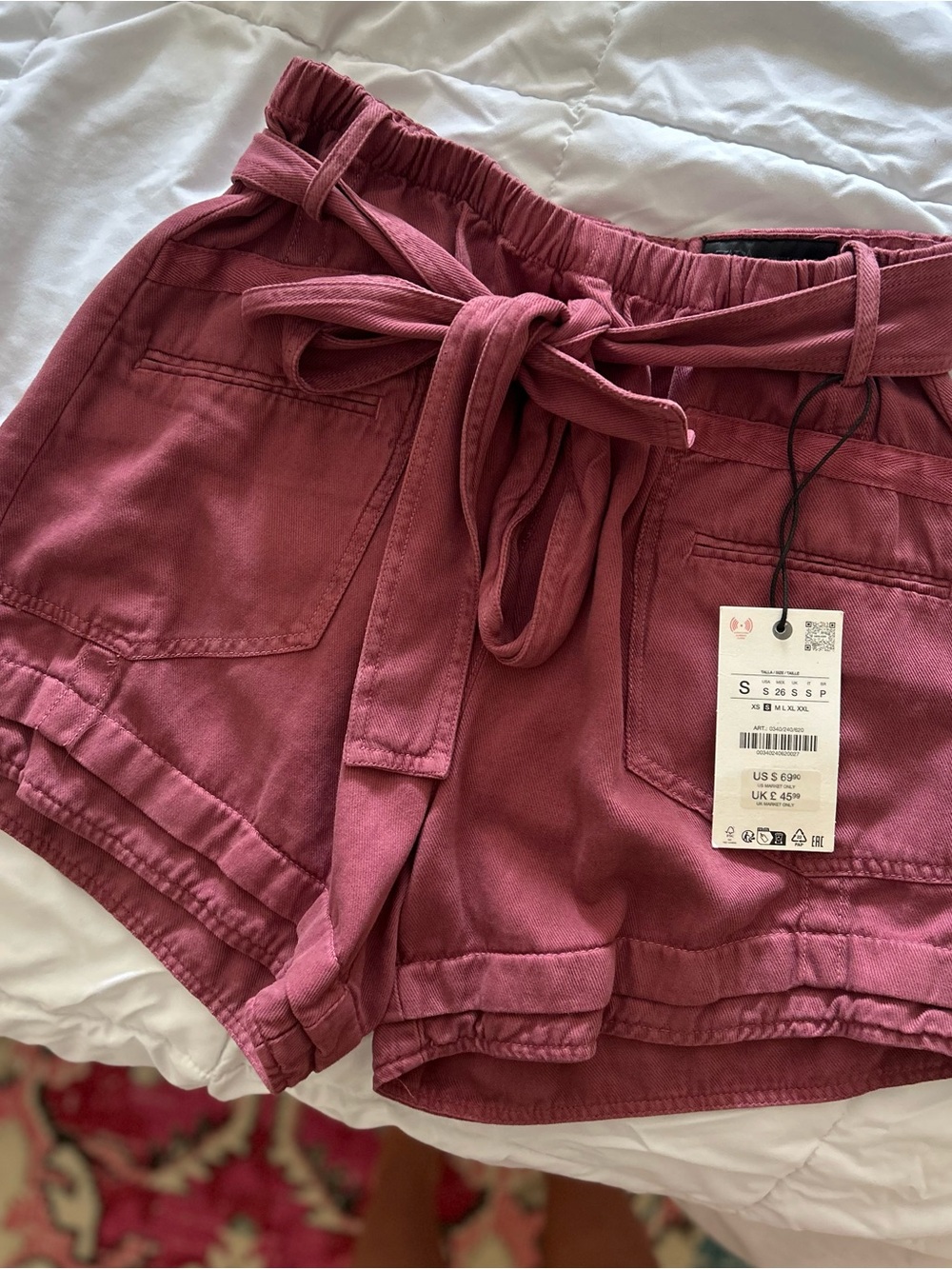 Zara Flowy Belted Shorts ZW Collection